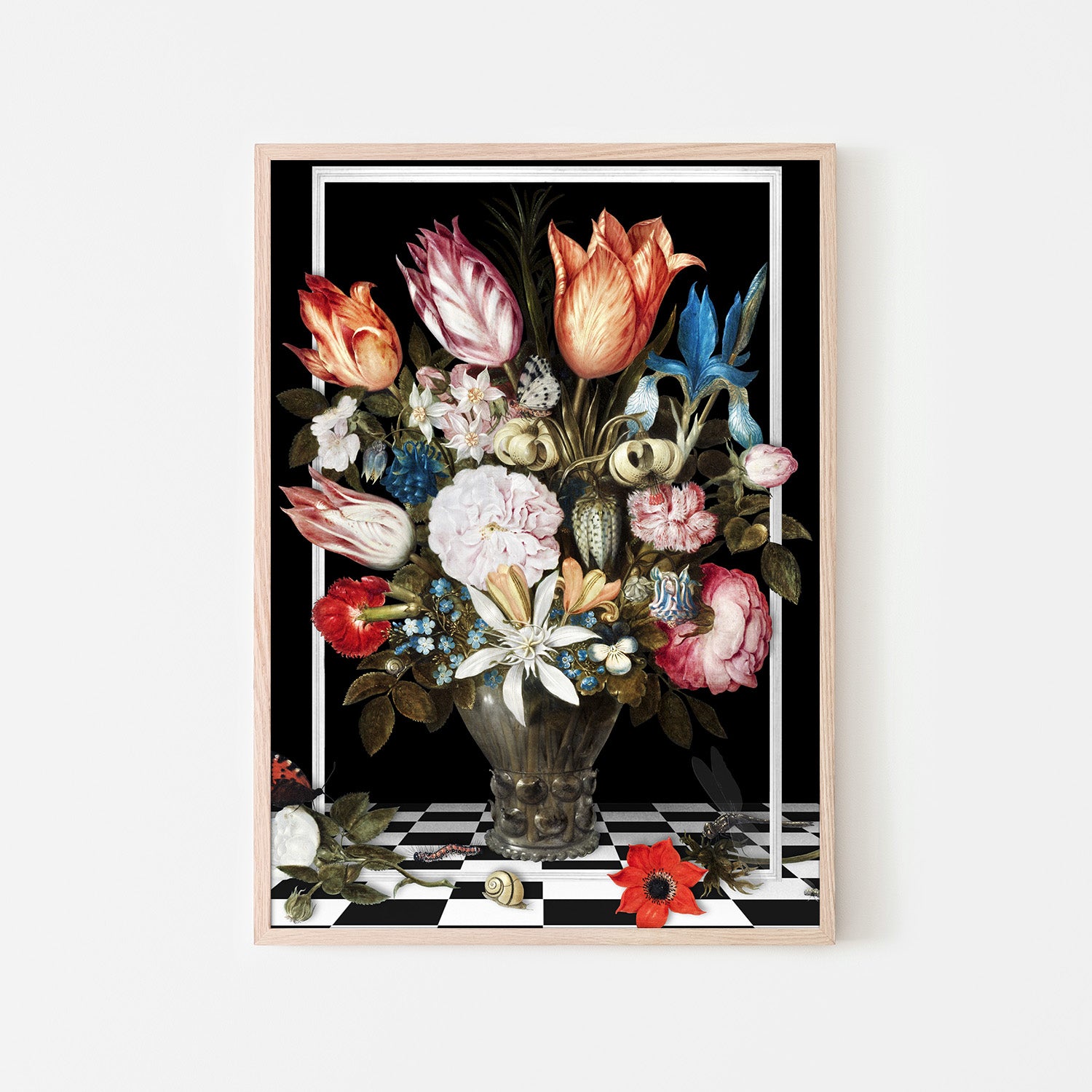 wall-art-print-canvas-poster-framed-Flowers In a Glass Vase-the Remix-6