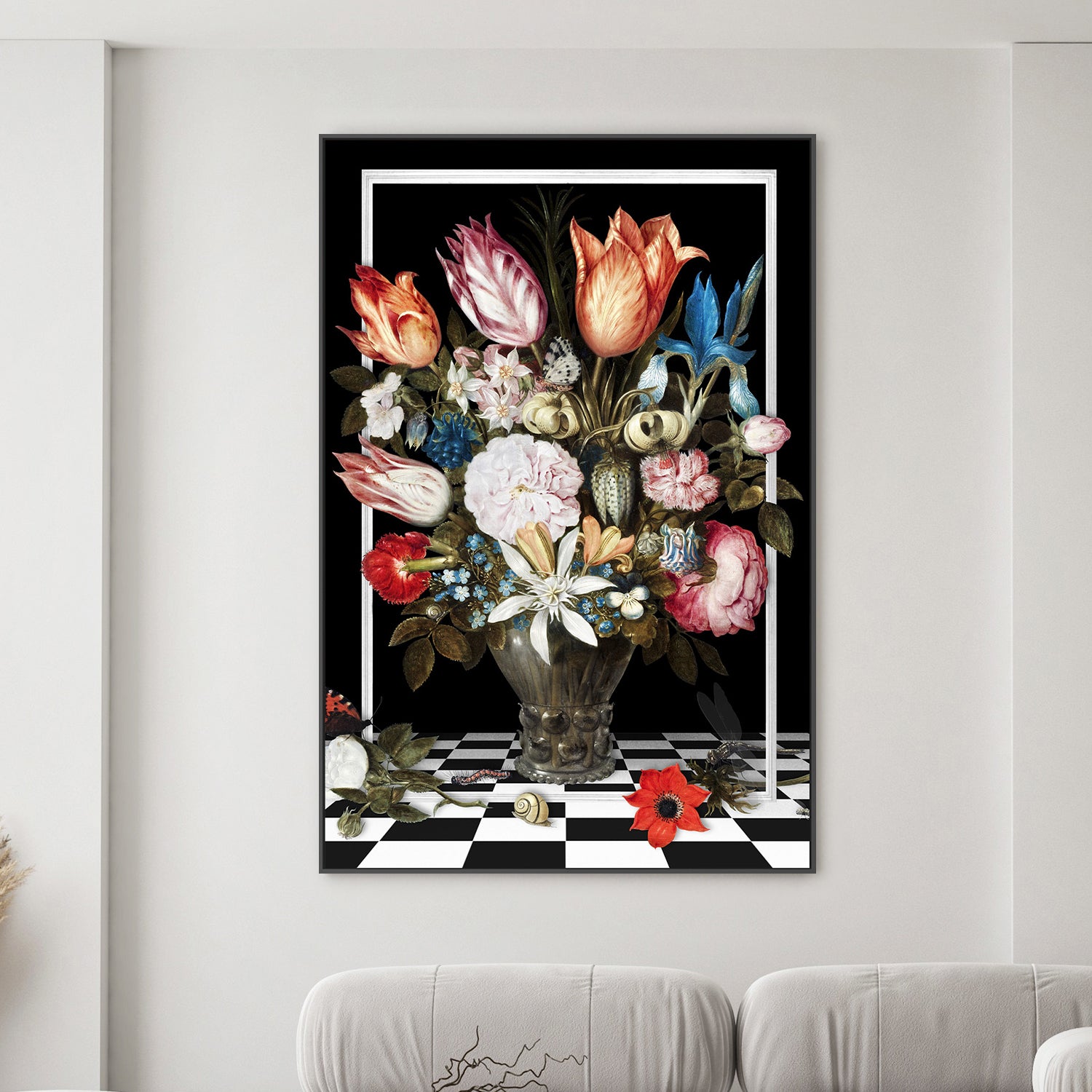 wall-art-print-canvas-poster-framed-Flowers In a Glass Vase-the Remix-7