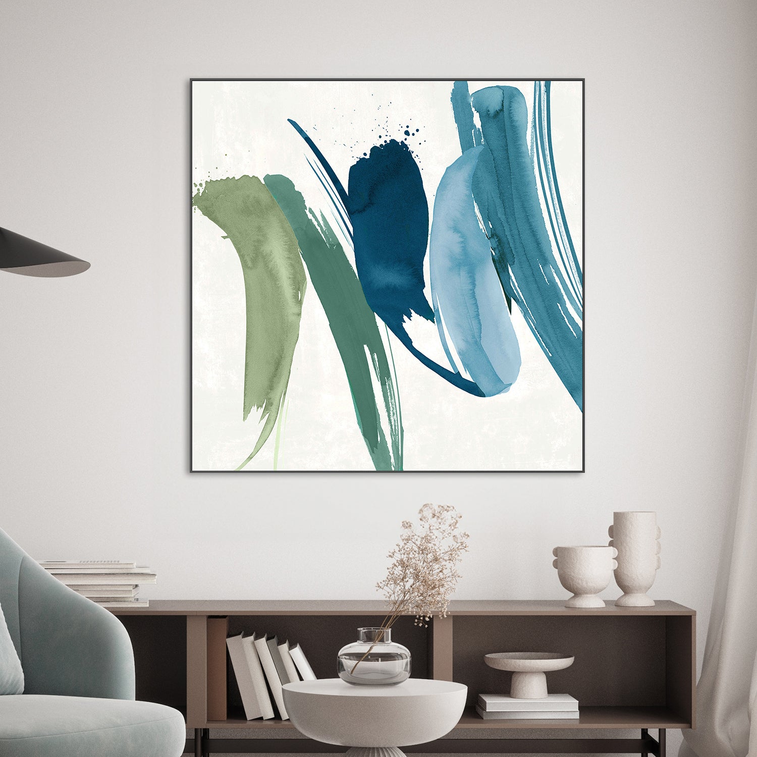 wall-art-print-canvas-poster-framed-Flowing Waves of Serenity, Style A-2