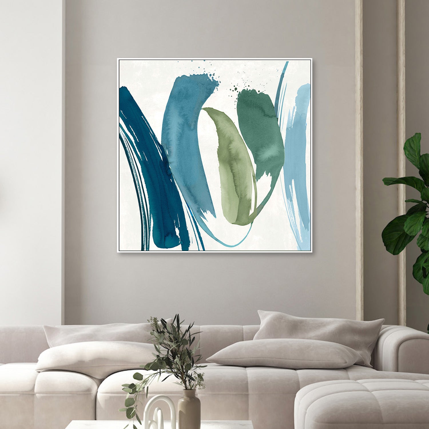 wall-art-print-canvas-poster-framed-Flowing Waves of Serenity, Style B-2