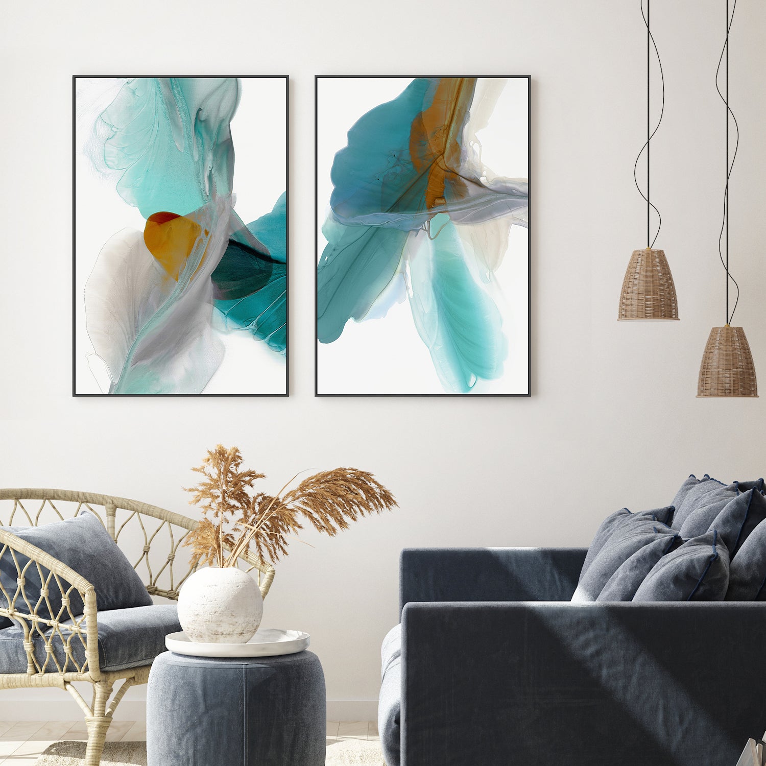 wall-art-print-canvas-poster-framed-Fluttering & Wind Blows, Set Of 2-2