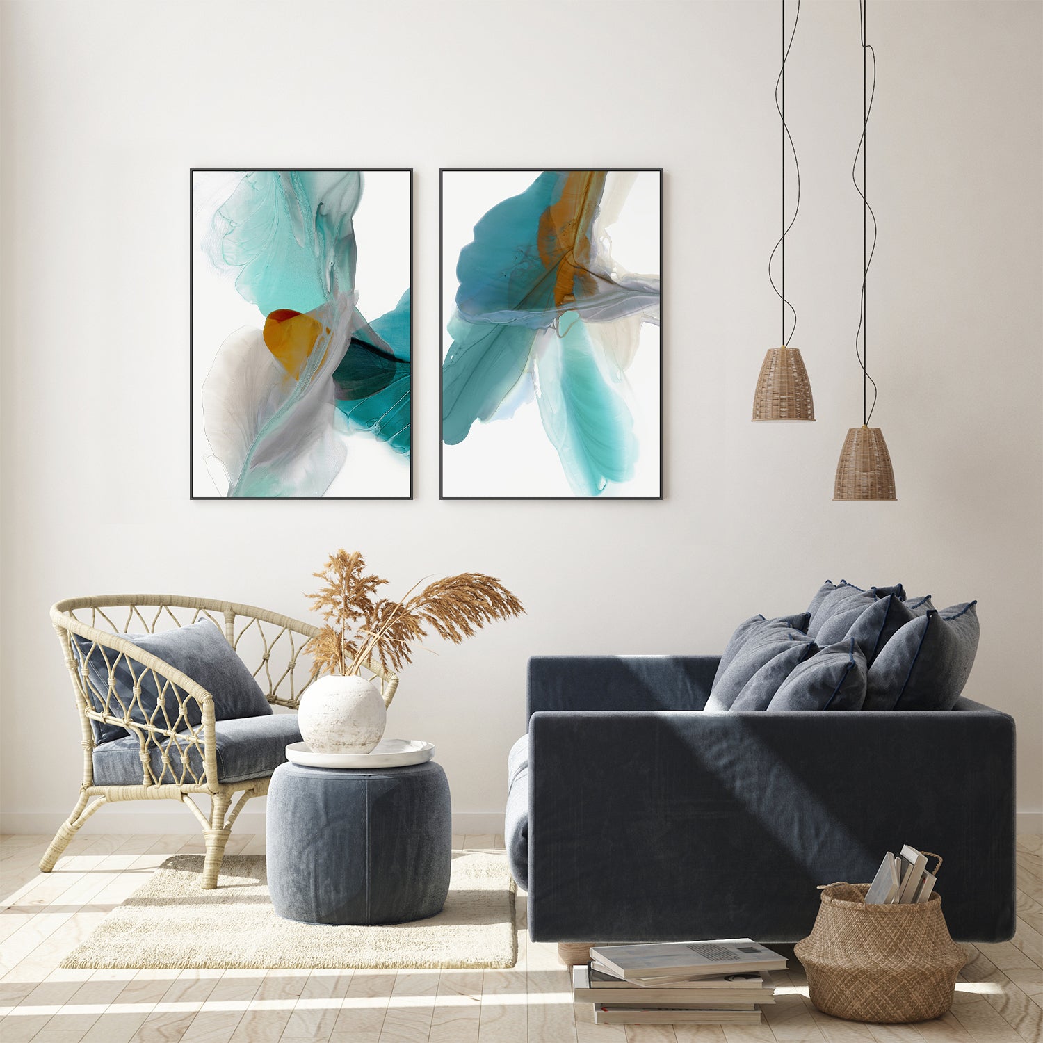 wall-art-print-canvas-poster-framed-Fluttering & Wind Blows, Set Of 2-7