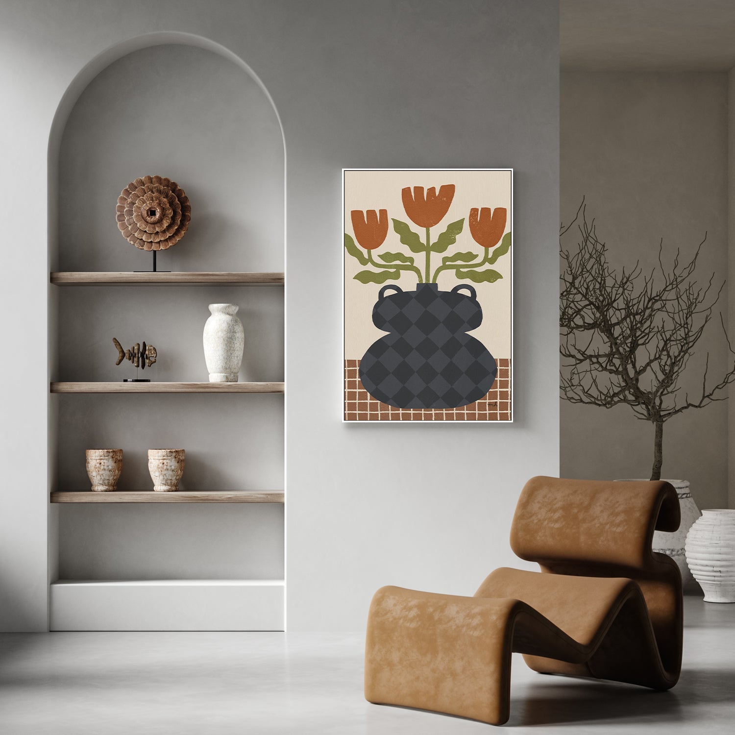 wall-art-print-canvas-poster-framed-Folk Floral, Style A-9