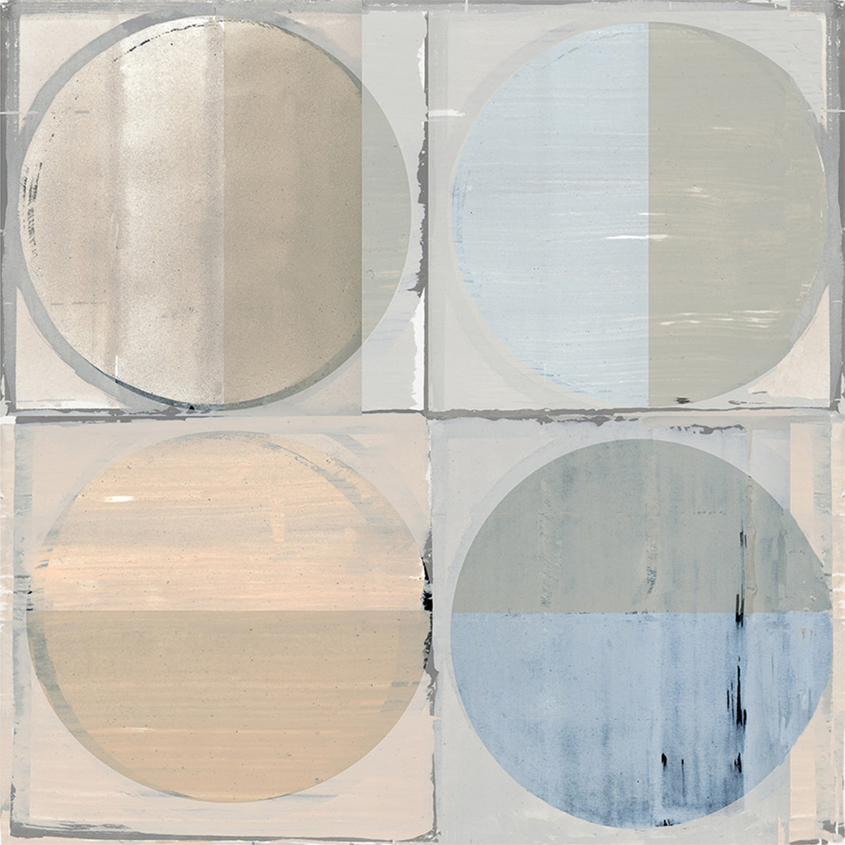 wall-art-print-canvas-poster-framed-Four Circles and Squares Art Print , Style A-1