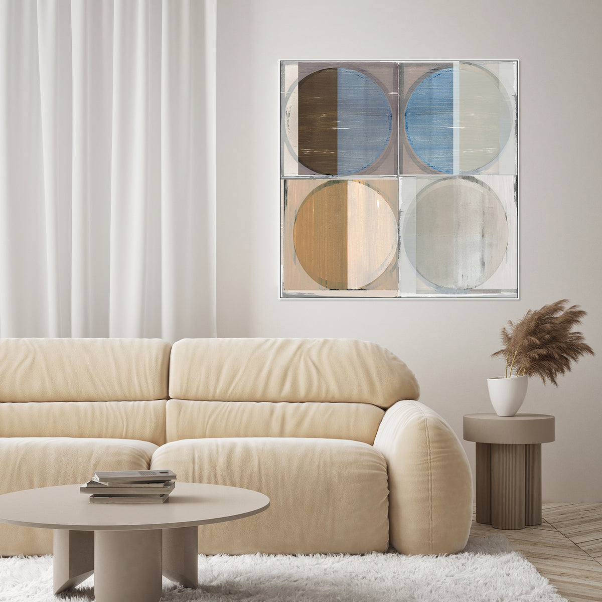 wall-art-print-canvas-poster-framed-Four Circles and Squares Art Print, Style B-7