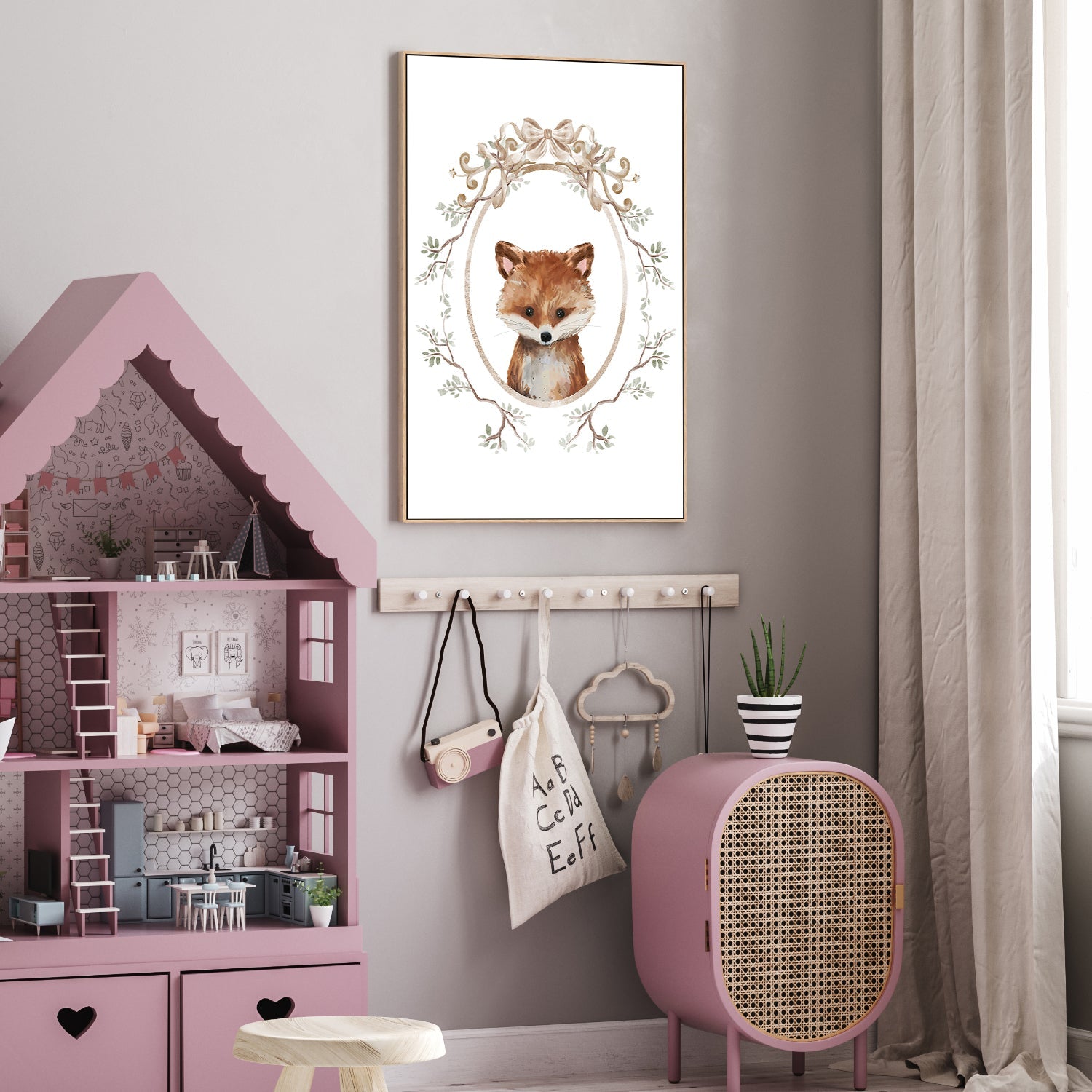 wall-art-print-canvas-poster-framed-Fox , By At Viv Home Prints-7