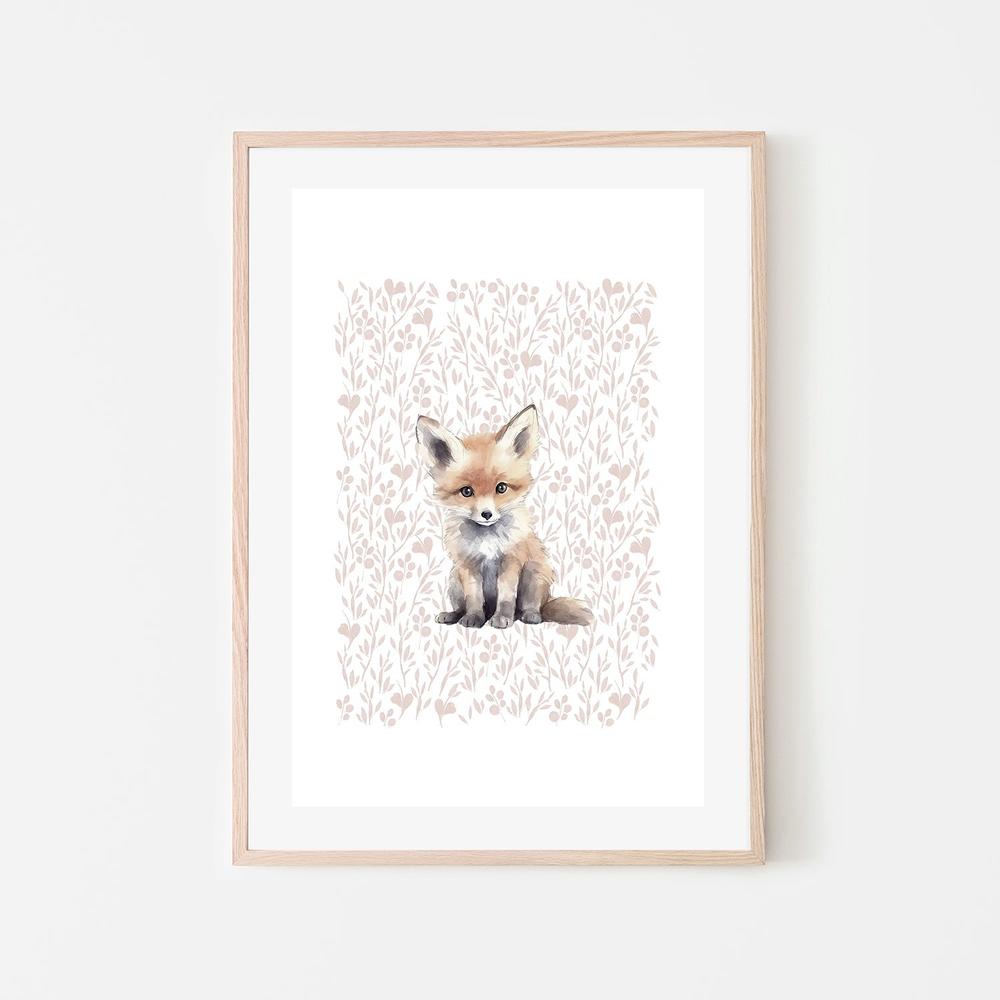 wall-art-print-canvas-poster-framed-Fox Pattern , By At Viv Home Prints-6