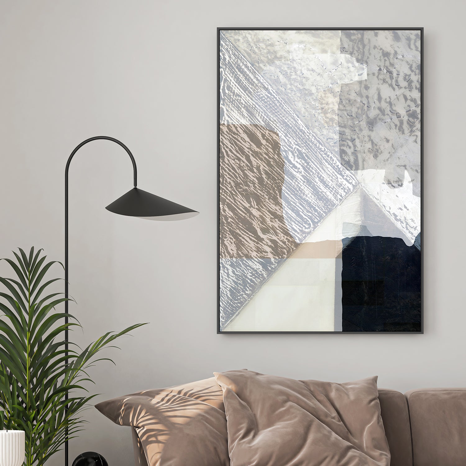 wall-art-print-canvas-poster-framed-Fragmented Form in White, Style A-2