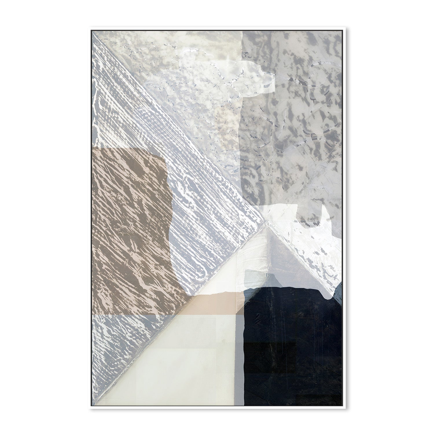 wall-art-print-canvas-poster-framed-Fragmented Form in White, Style A-5