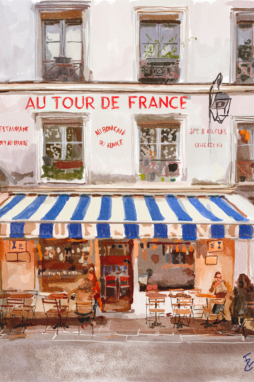 French Bistro , By Ekaterina Zagorska,Wall Art Canvas Print,