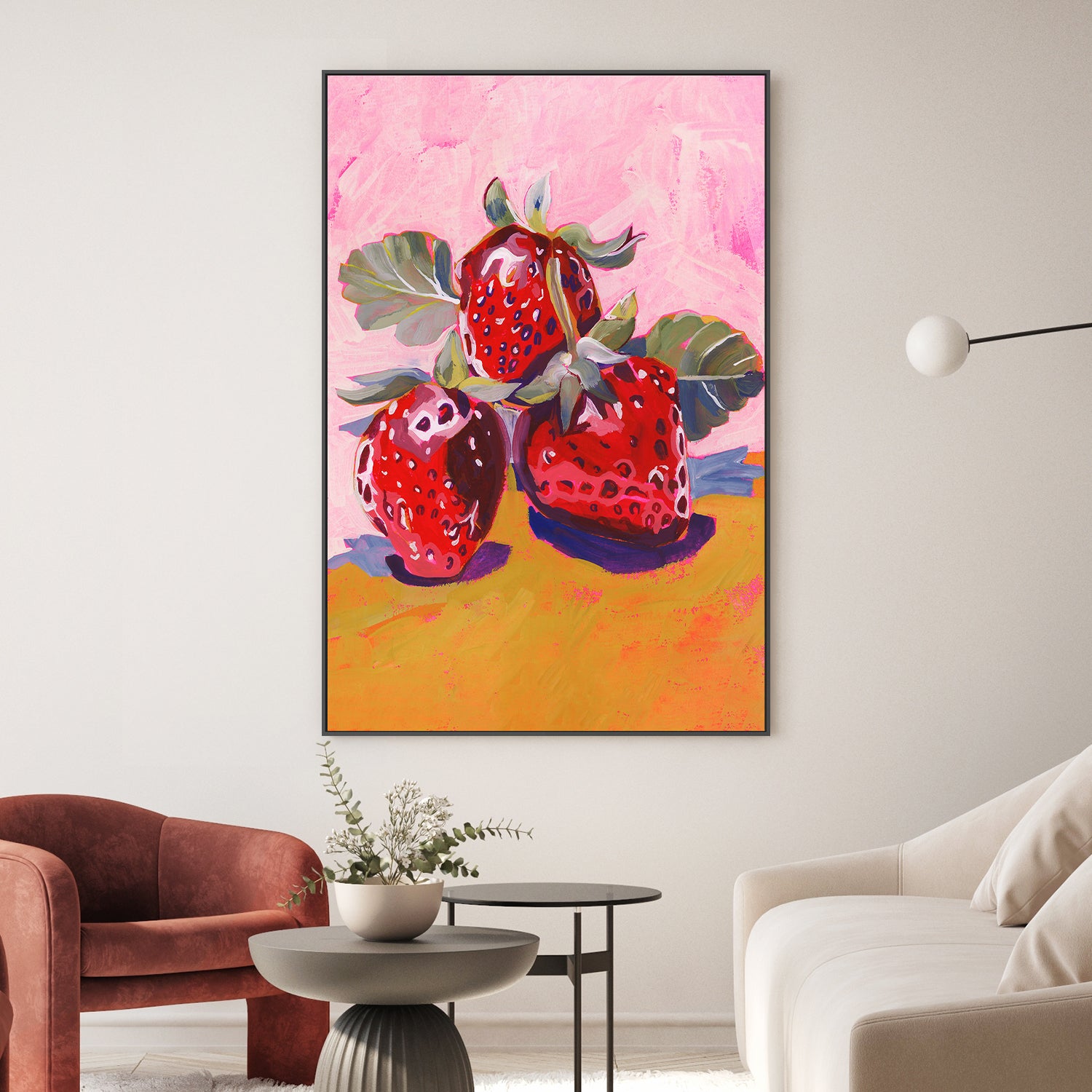 wall-art-print-canvas-poster-framed-Fresh Paintainly Strawberries-2