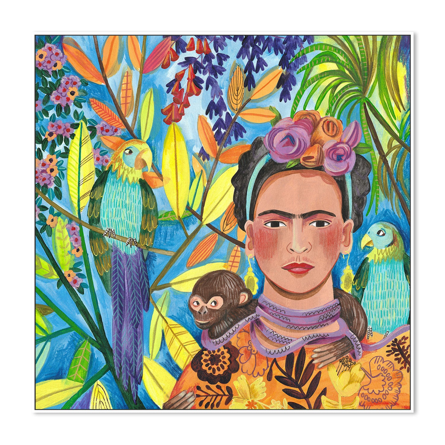 wall-art-print-canvas-poster-framed-Frida and her parrots-5