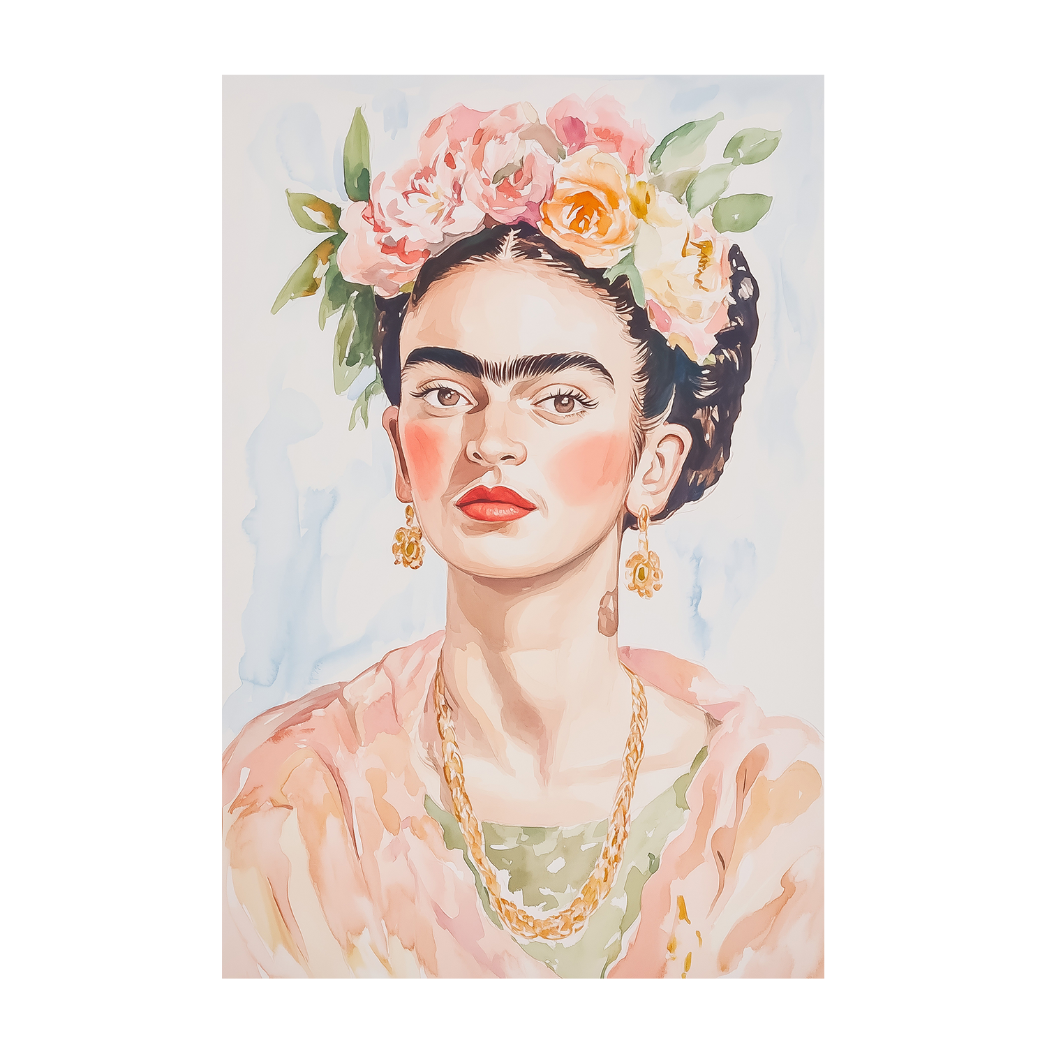 wall-art-print-canvas-poster-framed-Frida Portrait Watercolor , By Melloi Art-1