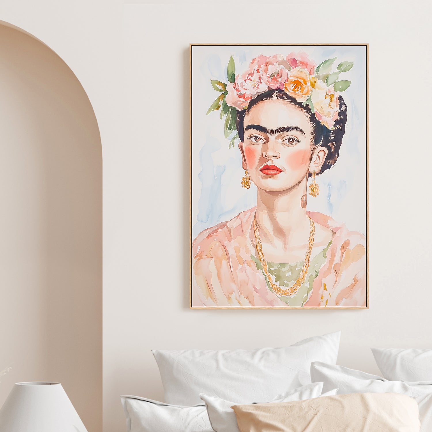 wall-art-print-canvas-poster-framed-Frida Portrait Watercolor , By Melloi Art-2