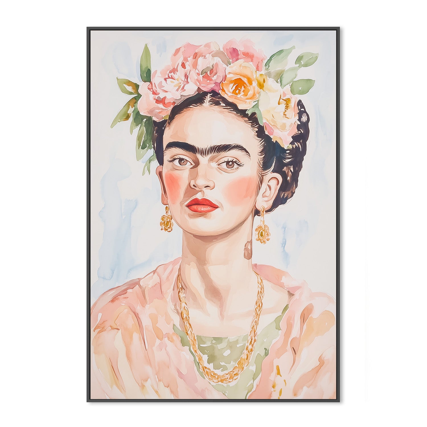 wall-art-print-canvas-poster-framed-Frida Portrait Watercolor , By Melloi Art-3