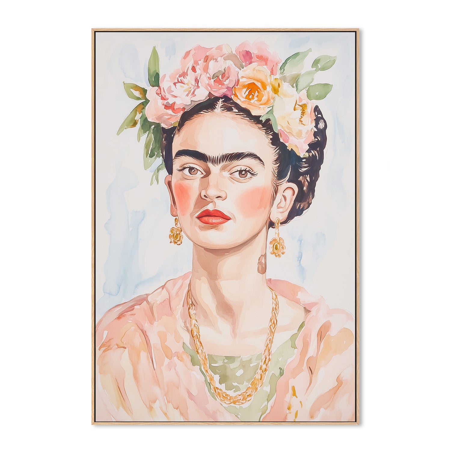wall-art-print-canvas-poster-framed-Frida Portrait Watercolor , By Melloi Art-4