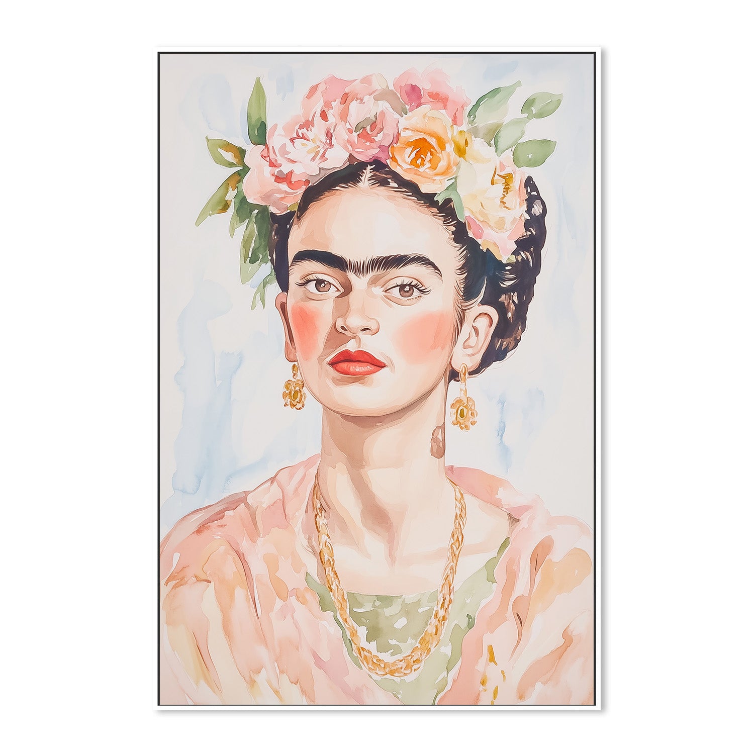 wall-art-print-canvas-poster-framed-Frida Portrait Watercolor , By Melloi Art-5