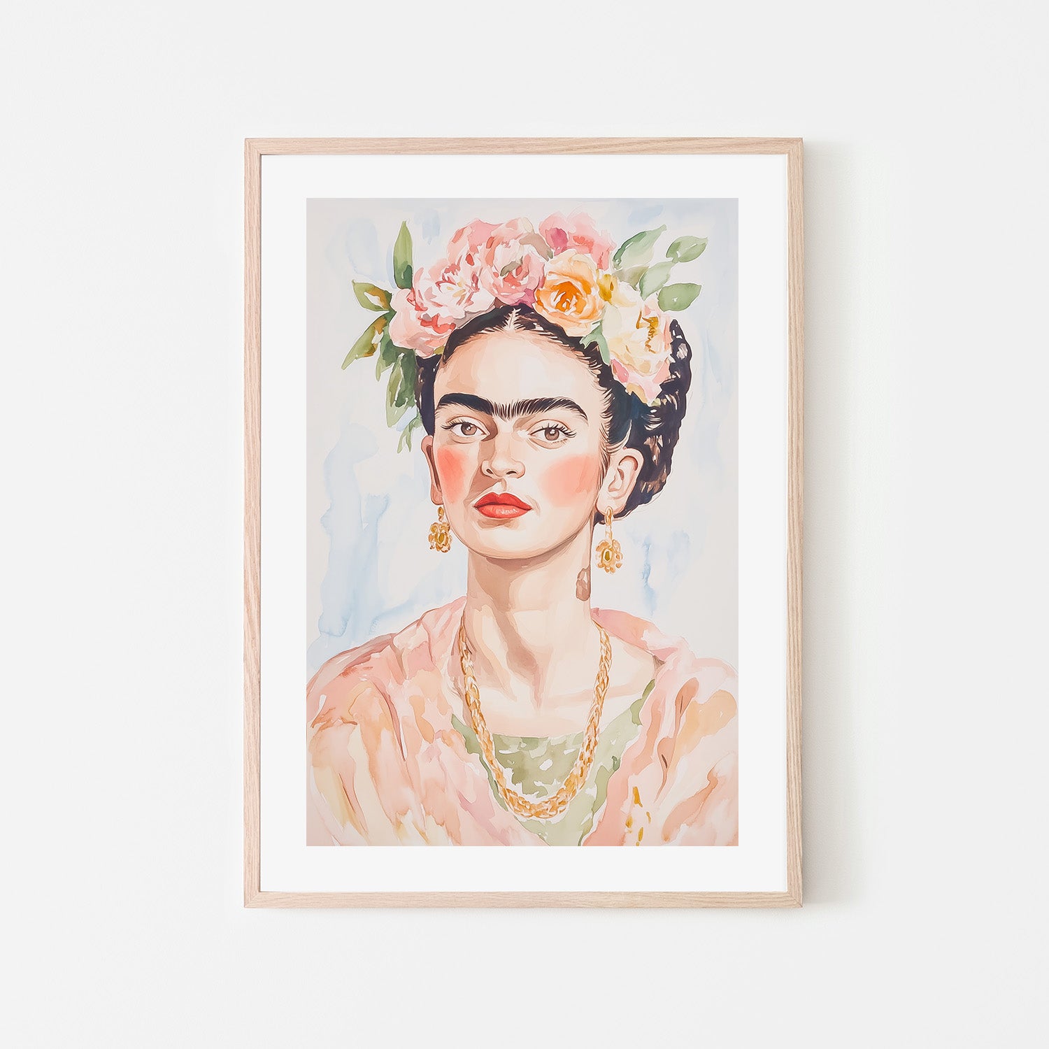 wall-art-print-canvas-poster-framed-Frida Portrait Watercolor , By Melloi Art-6