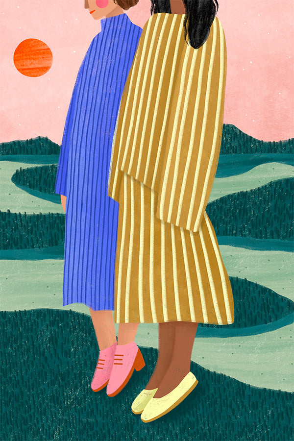 wall-art-print-canvas-poster-framed-Friends With Striped Dresses-1