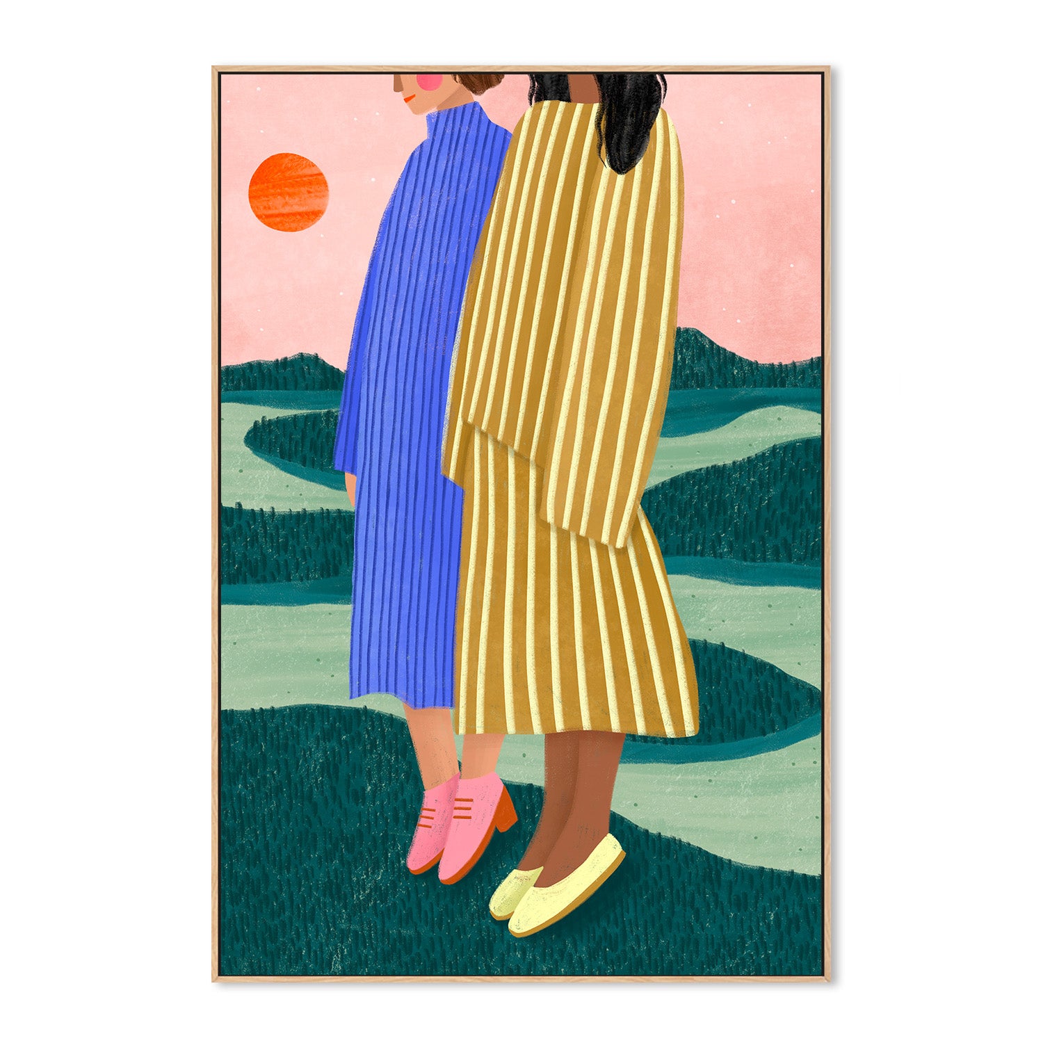 wall-art-print-canvas-poster-framed-Friends With Striped Dresses-4