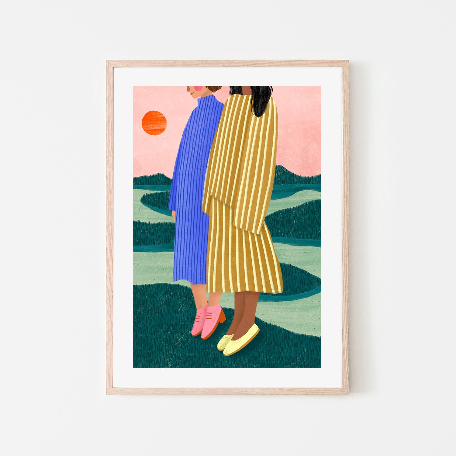 wall-art-print-canvas-poster-framed-Friends With Striped Dresses-6