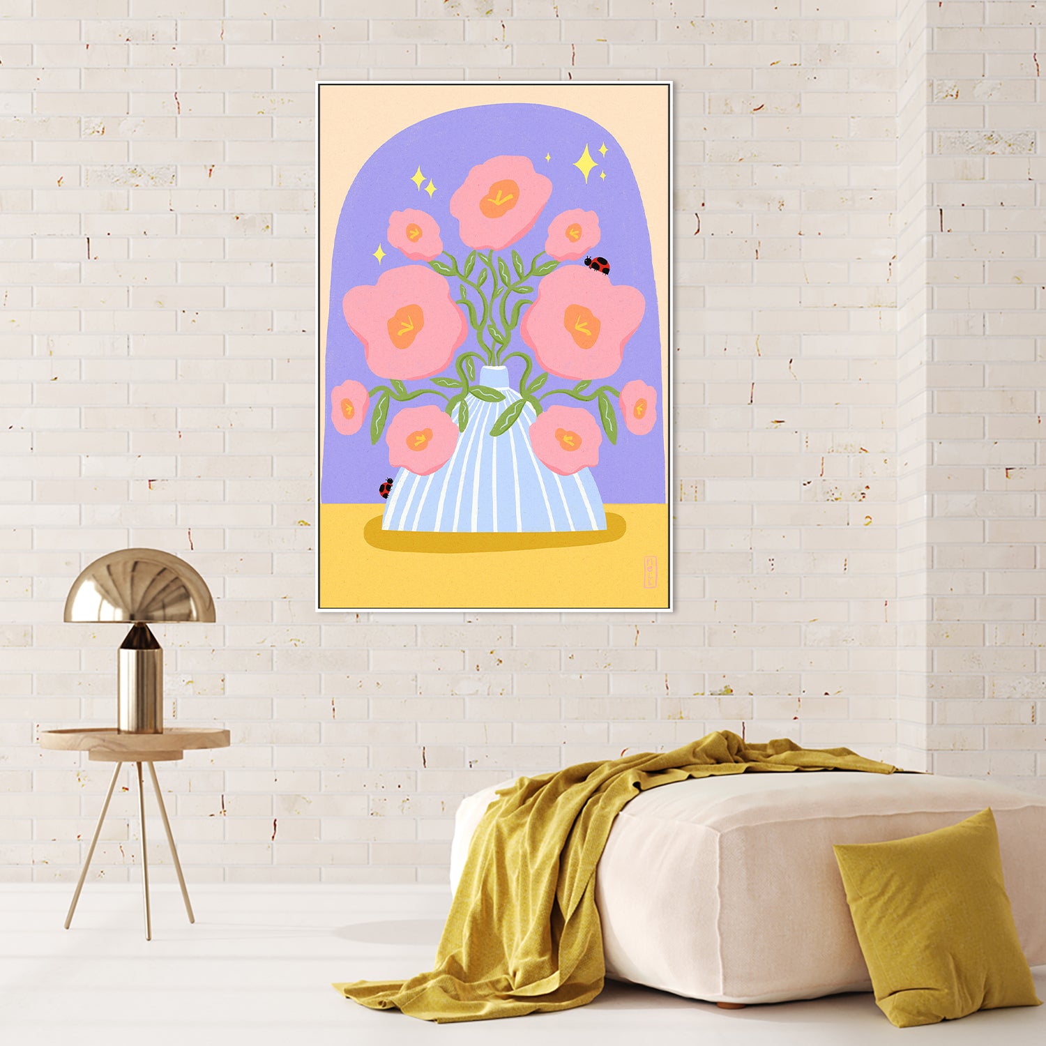 wall-art-print-canvas-poster-framed-Fun Flowers in a Vase Illustration-9