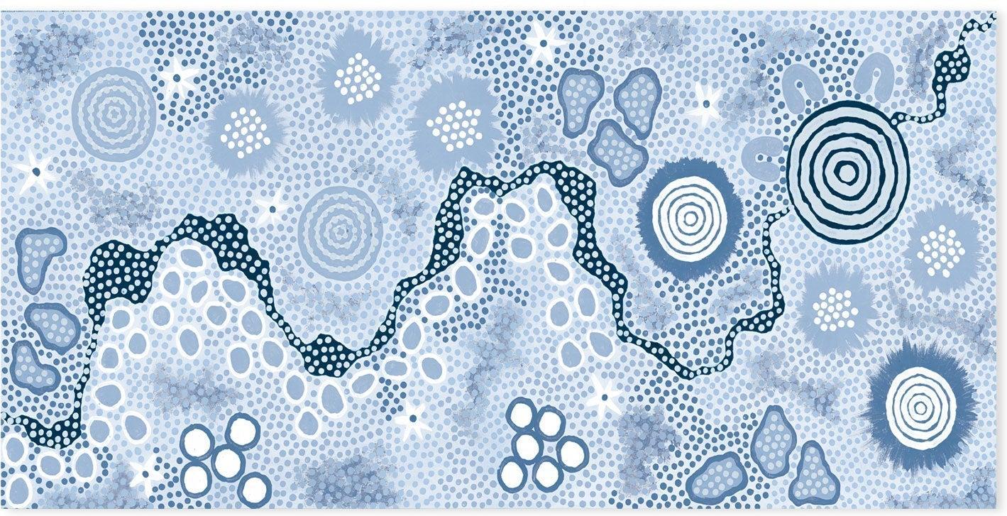 wall-art-print-canvas-poster-framed-Gathering Body Paint, Blue Version , By Danny Tjampitjinpa Possum-GIOIA-WALL-ART