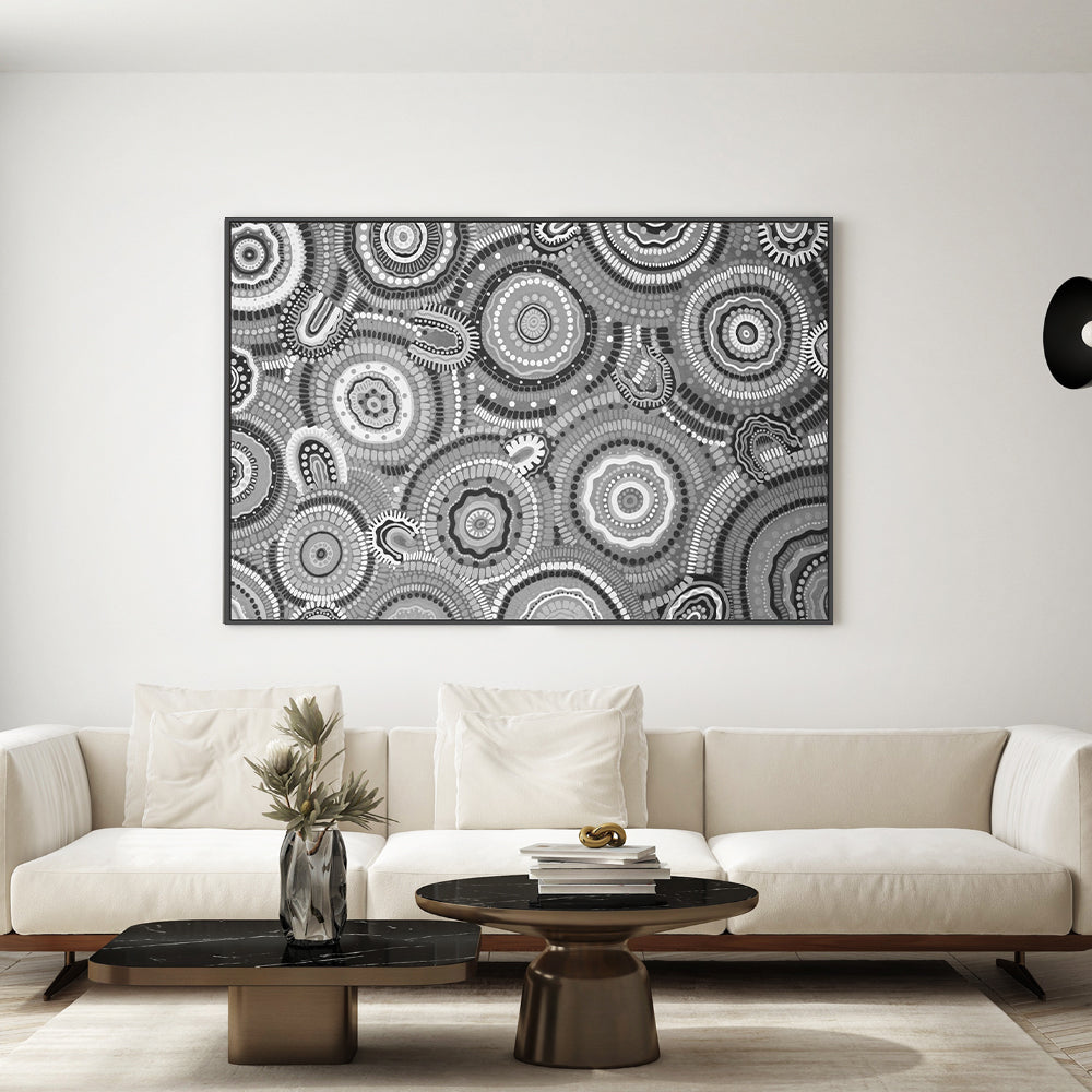 wall-art-print-canvas-poster-framed-Gathering Bora Rings Among The Monochrome Hills , By Leah Cummins-GIOIA-WALL-ART
