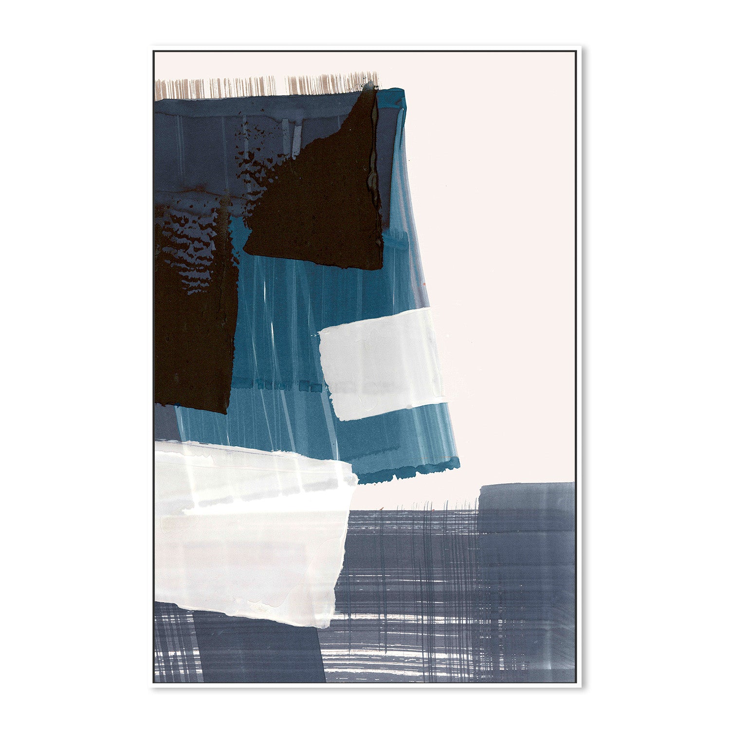 wall-art-print-canvas-poster-framed-Geometric Harmony in Blue and Black-5