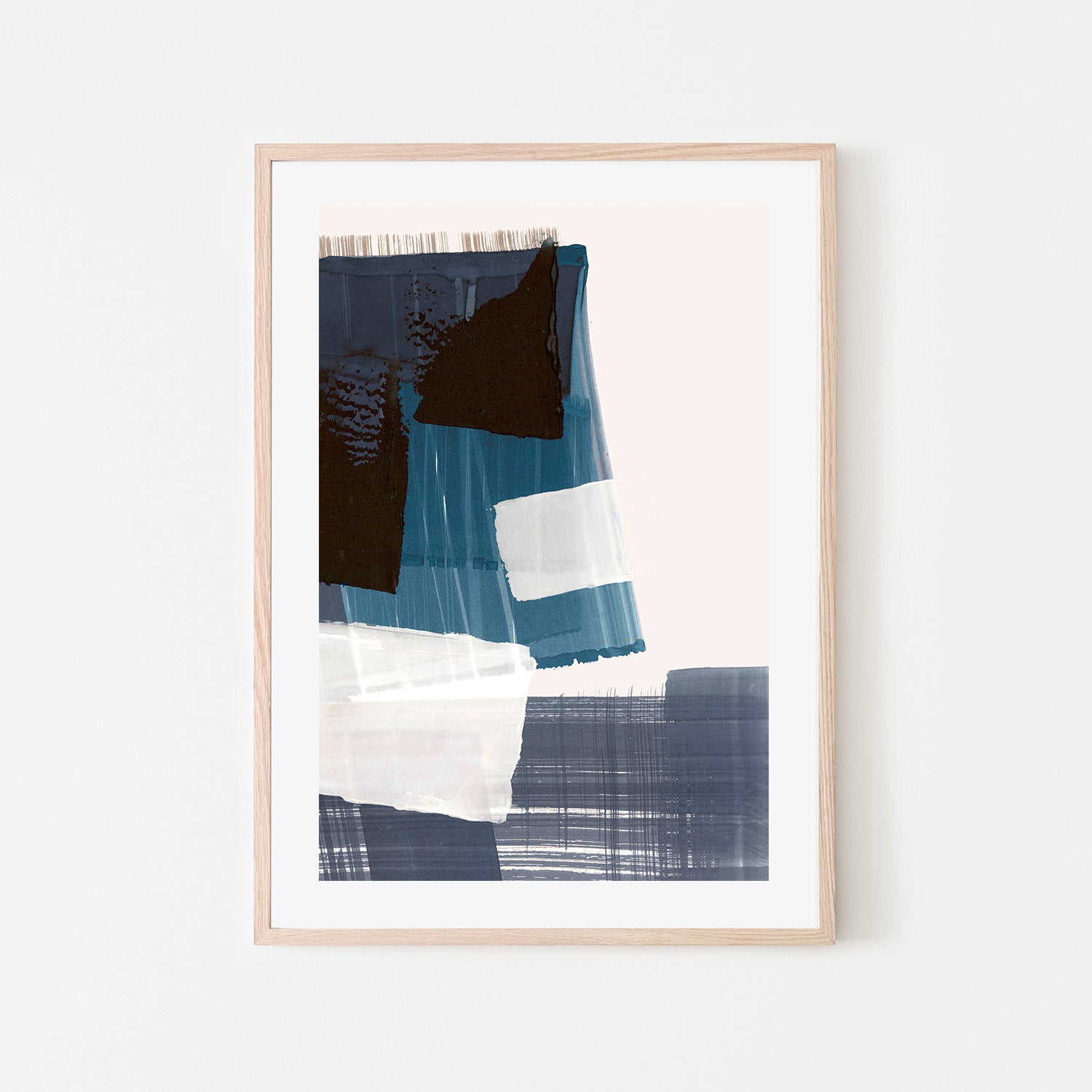 wall-art-print-canvas-poster-framed-Geometric Harmony in Blue and Black-6