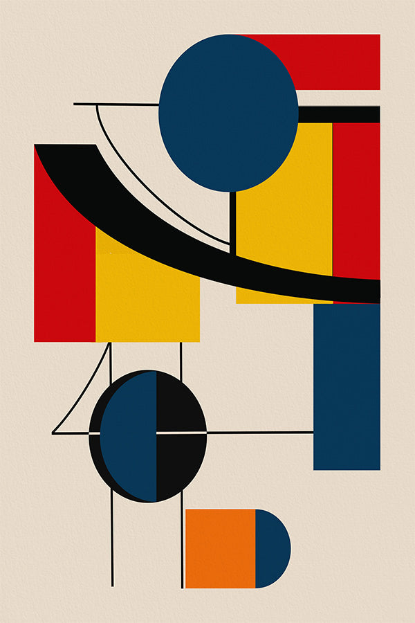 wall-art-print-canvas-poster-framed-Geometric Shapes In Bold Primary Colors-1