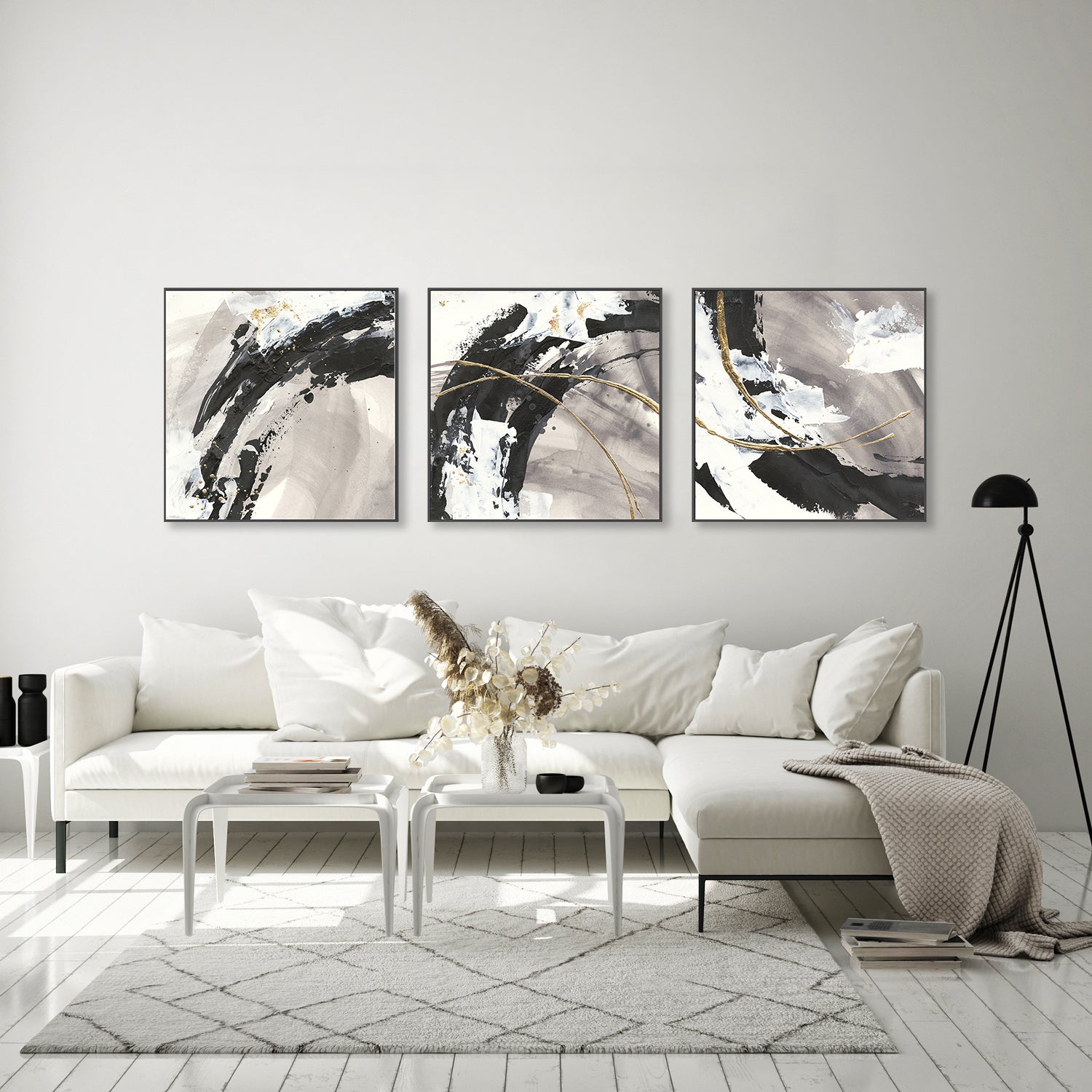 wall-art-print-canvas-poster-framed-Gilded Arcs, Set of 3-by-Chris Paschke-Gioia Wall Art