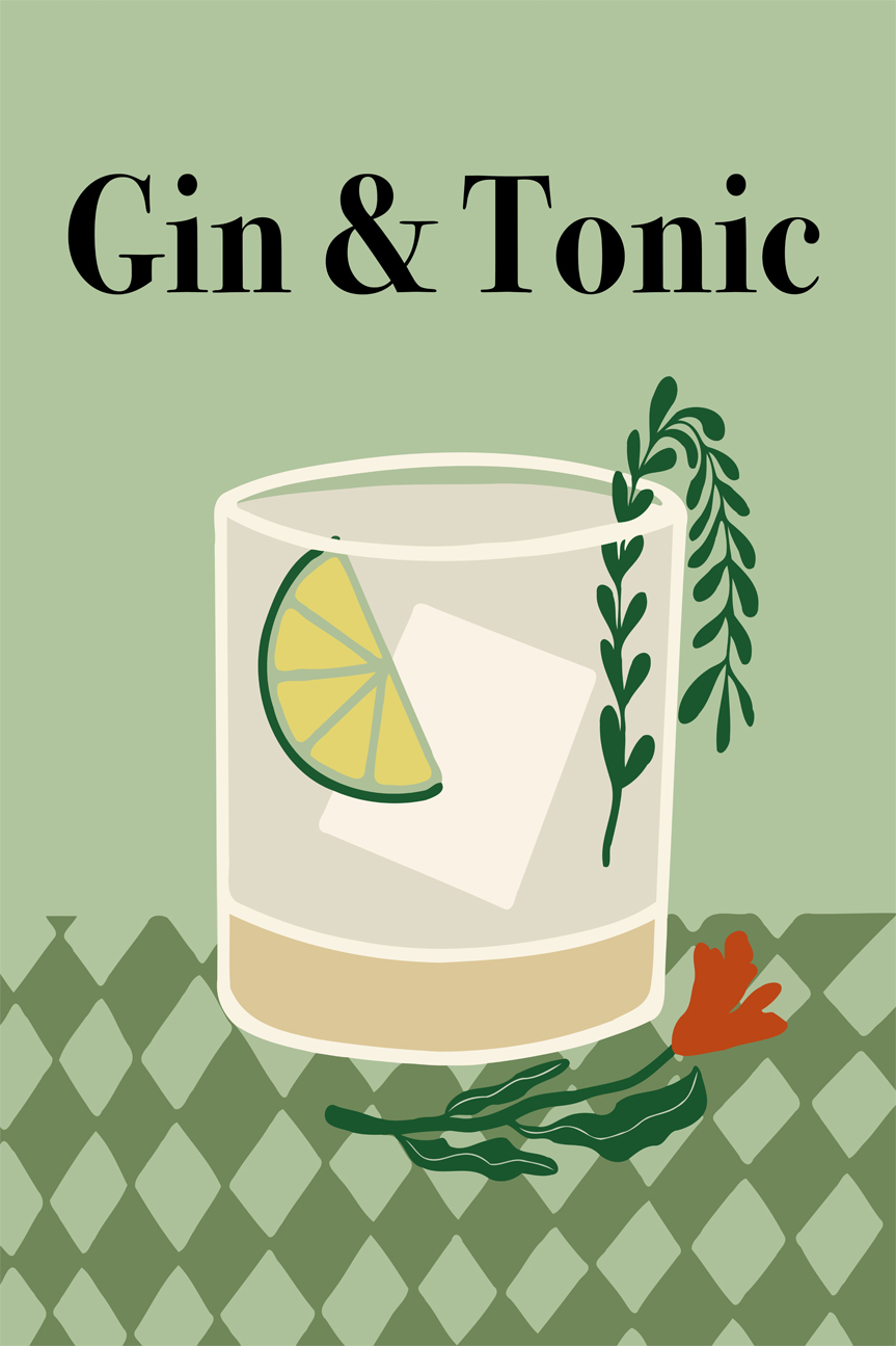wall-art-print-canvas-poster-framed-Gin a Tonic , Miho Art Studio , By Miho Art Studio-1