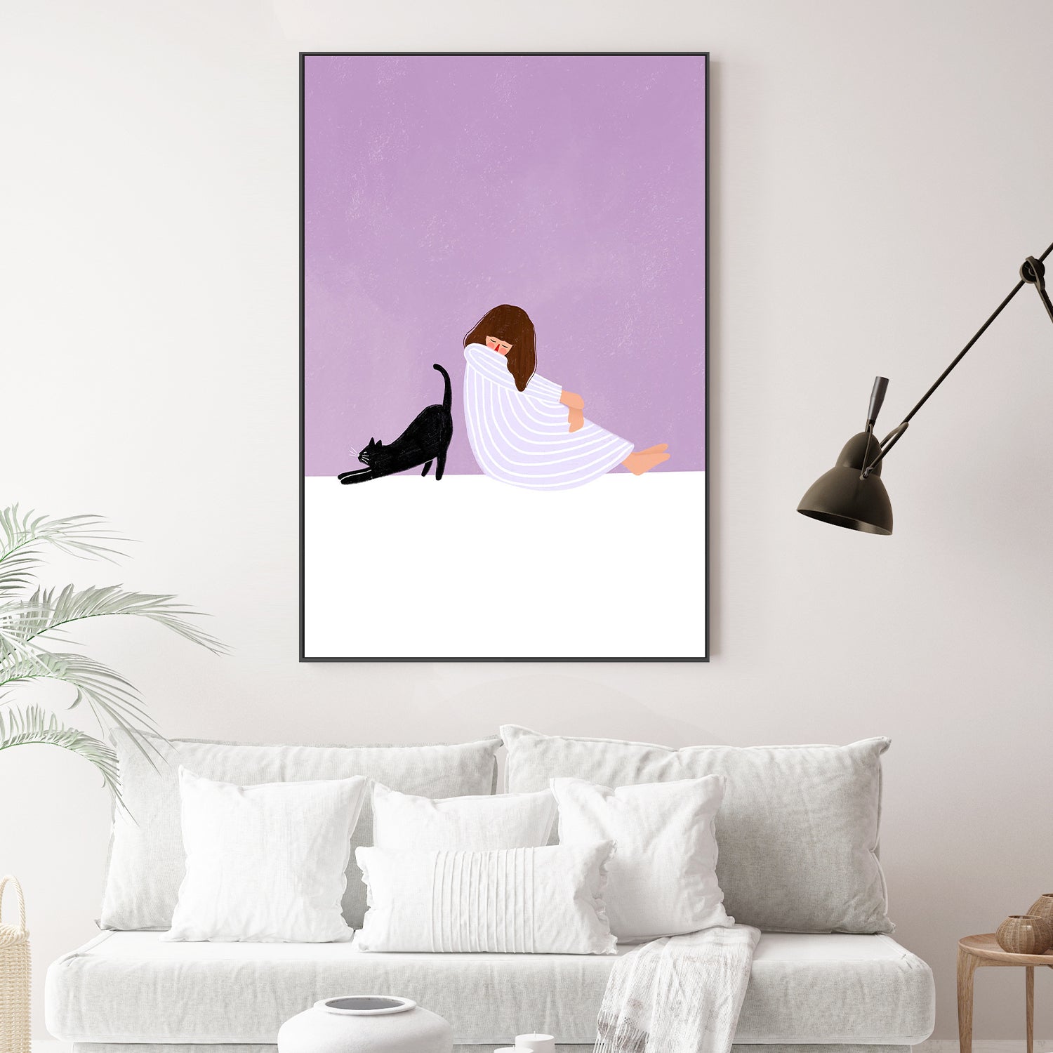 wall-art-print-canvas-poster-framed-Girl and Cat-7