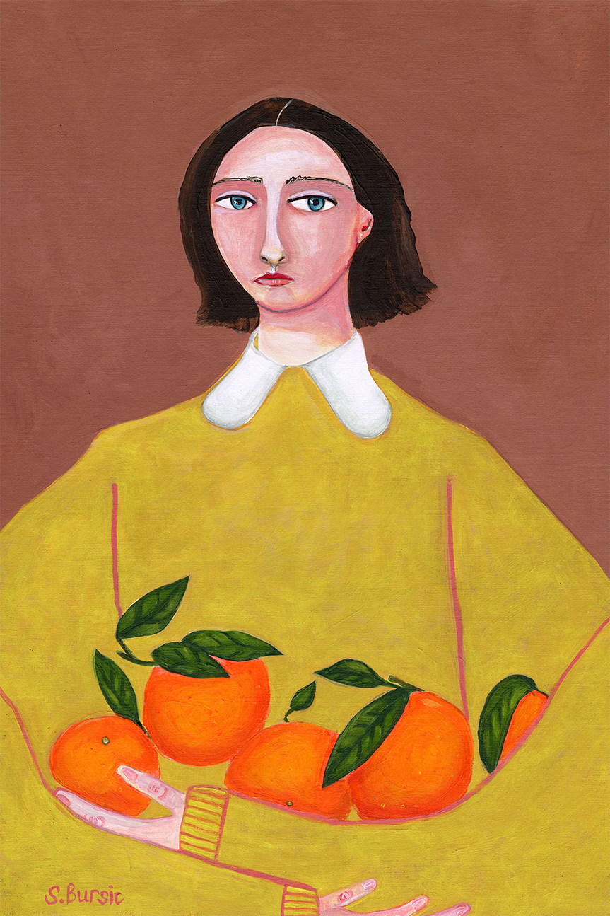 wall-art-print-canvas-poster-framed-Girl And Her Oranges , By Sharyn Bursic-1