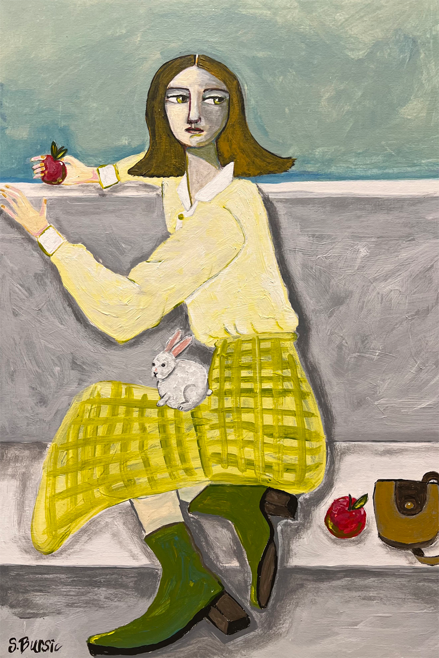 wall-art-print-canvas-poster-framed-Girl And Her Rabbit , By Sharyn Bursic-1