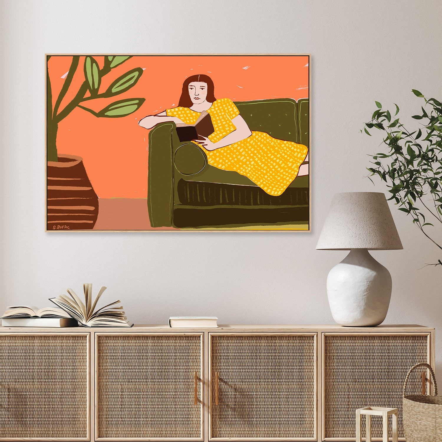 wall-art-print-canvas-poster-framed-Girl Reading , By Sharyn Bursic-2