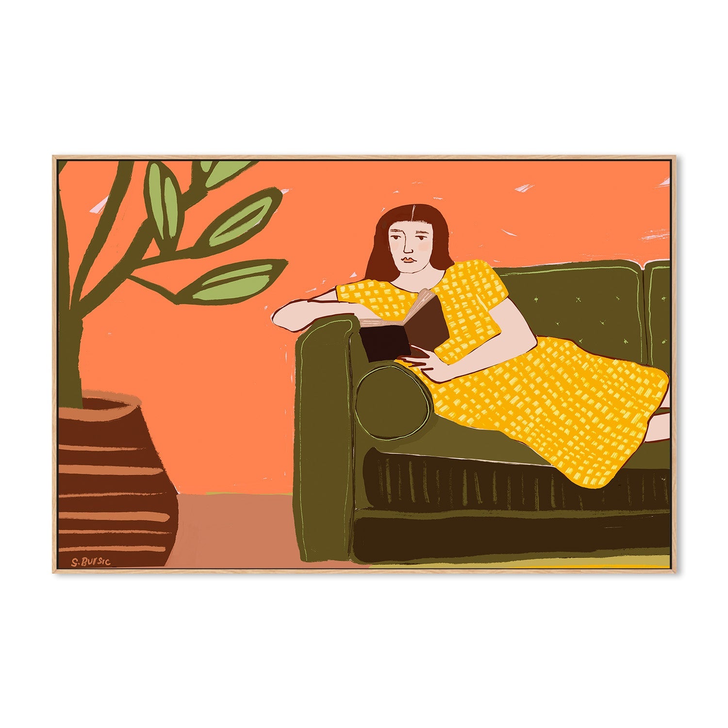 wall-art-print-canvas-poster-framed-Girl Reading , By Sharyn Bursic-4