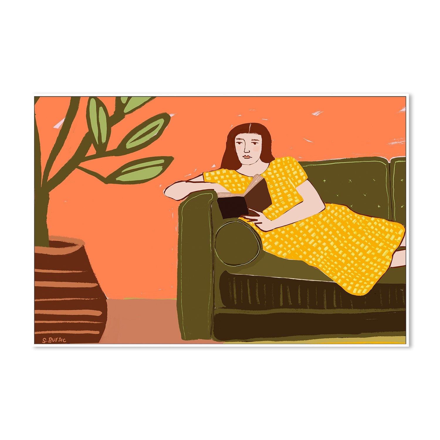 wall-art-print-canvas-poster-framed-Girl Reading , By Sharyn Bursic-5