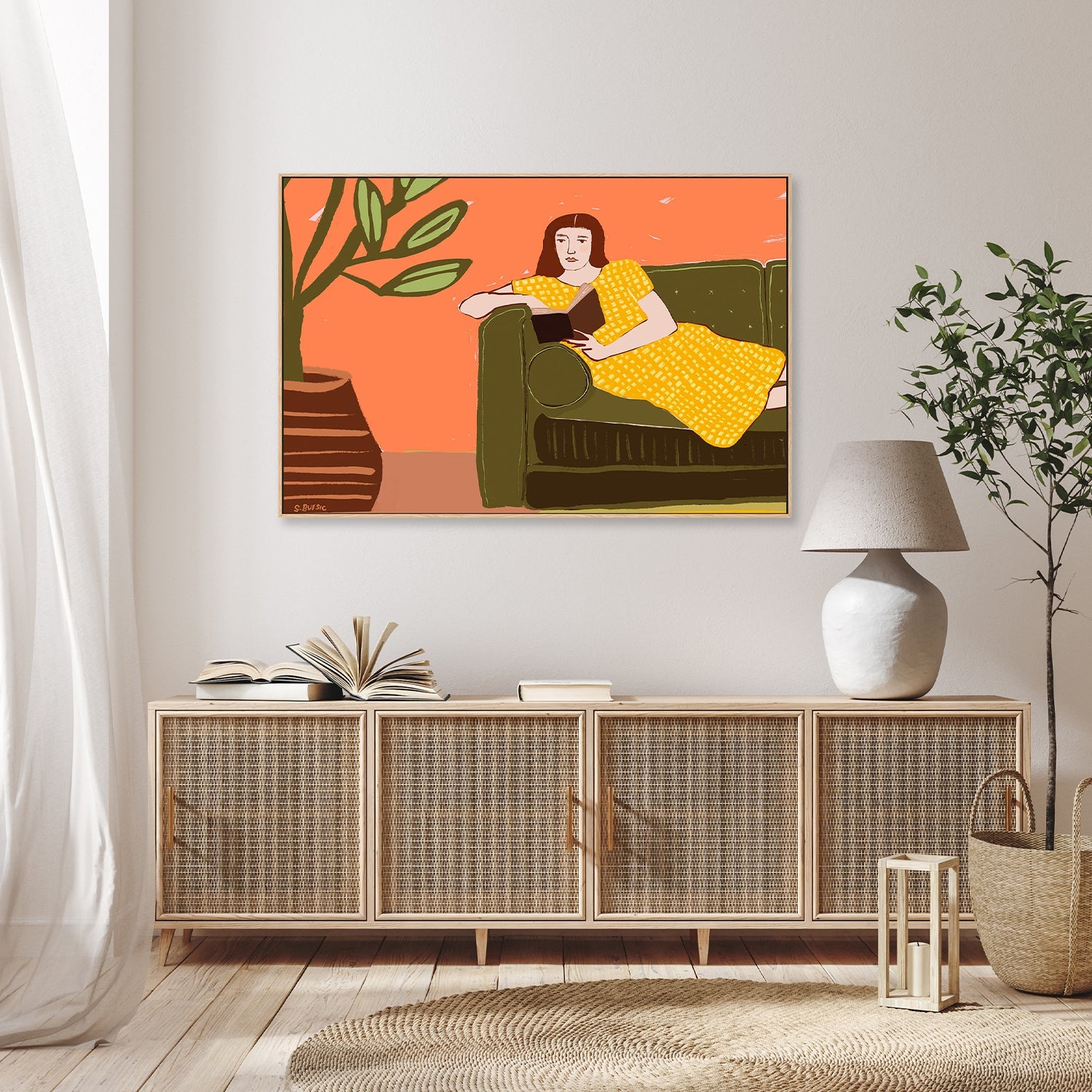 wall-art-print-canvas-poster-framed-Girl Reading , By Sharyn Bursic-7