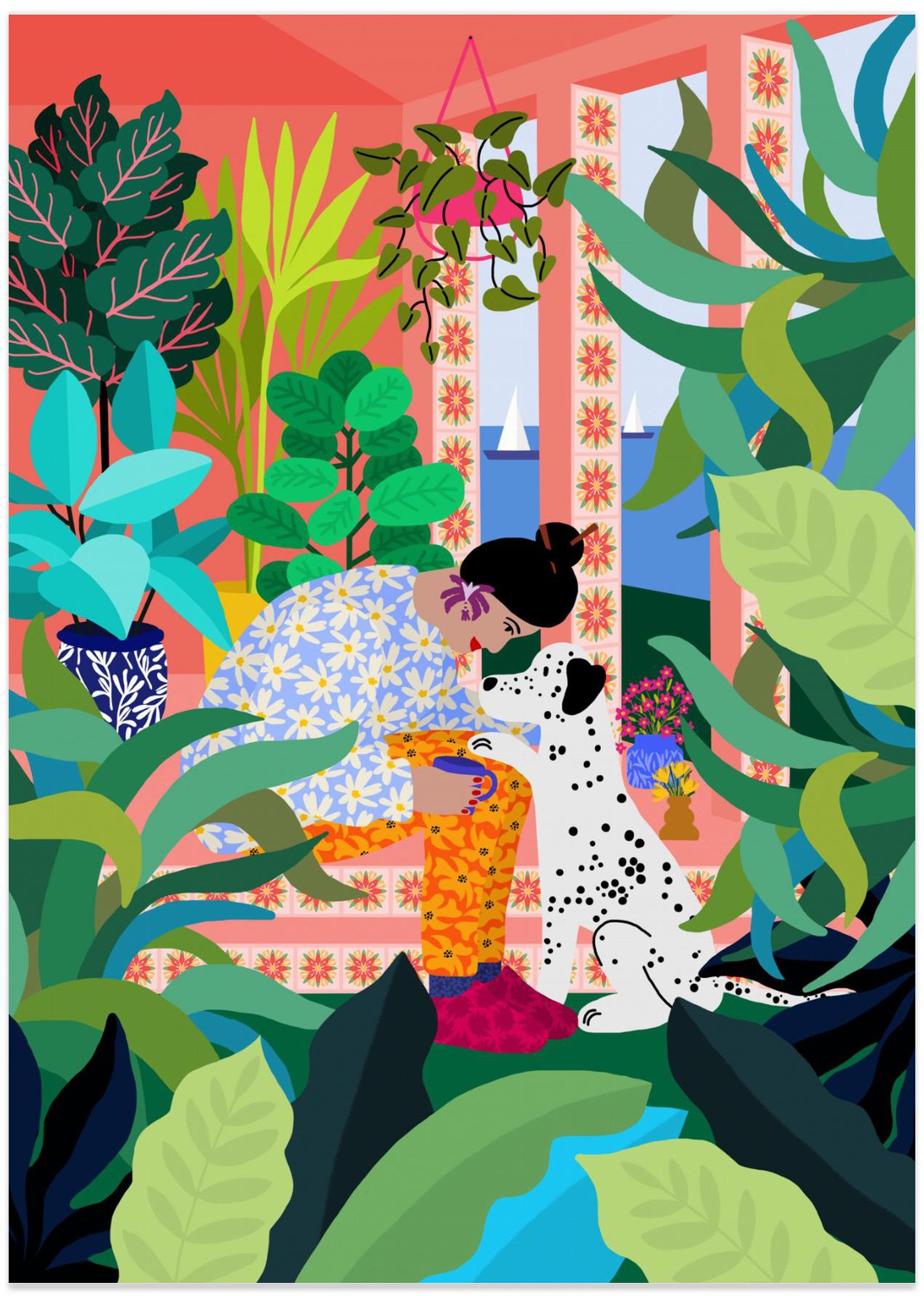 wall-art-print-canvas-poster-framed-Girl With Doggie , By Rafaela Mascaro-1