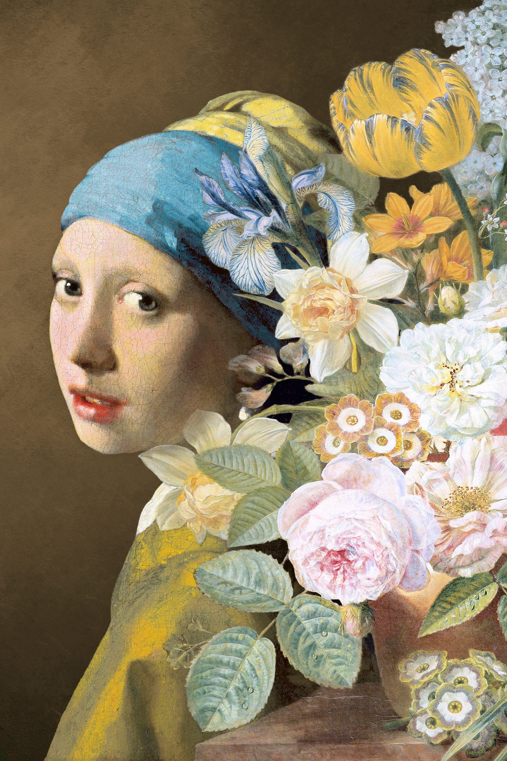 wall-art-print-canvas-poster-framed-Girl With the Pearl Earring - the Floral Edition-1