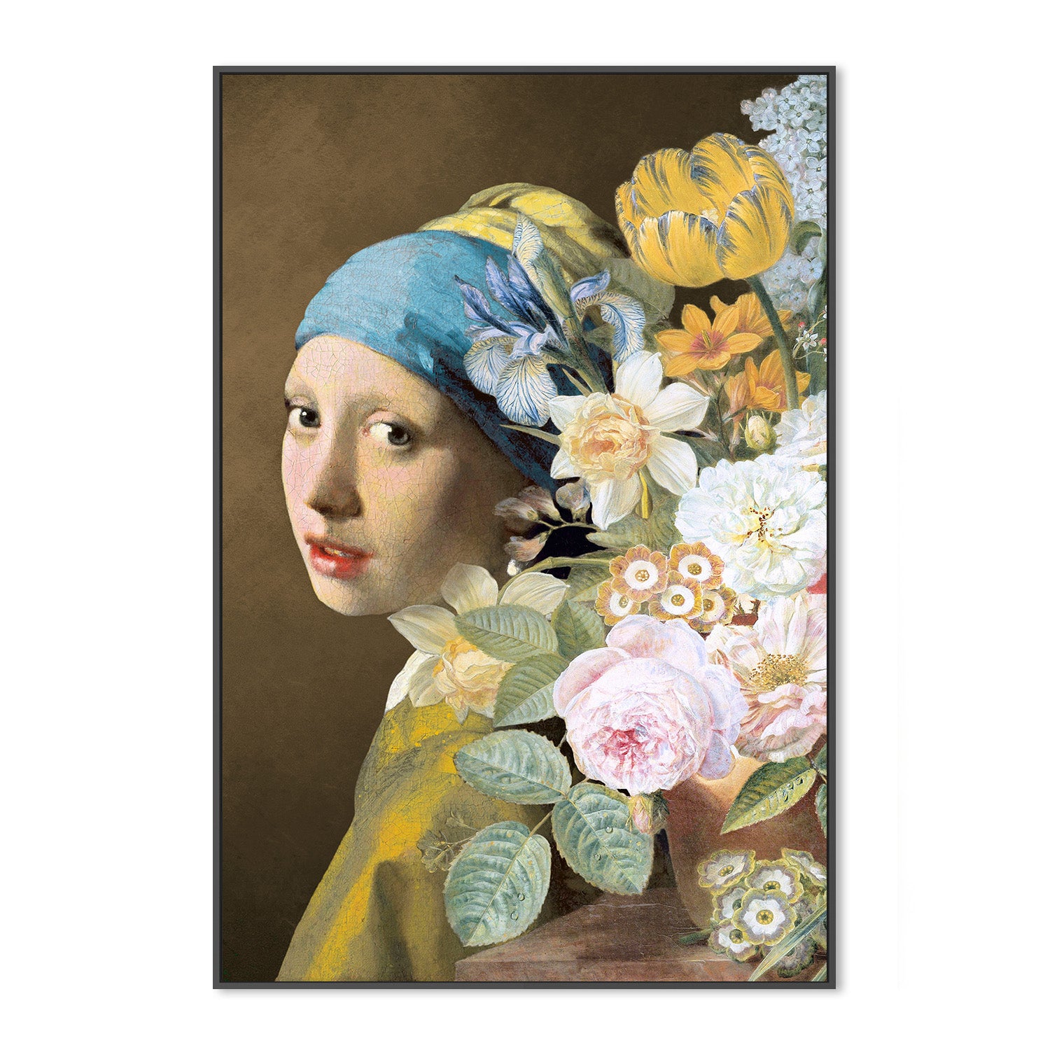 wall-art-print-canvas-poster-framed-Girl With the Pearl Earring - the Floral Edition-3
