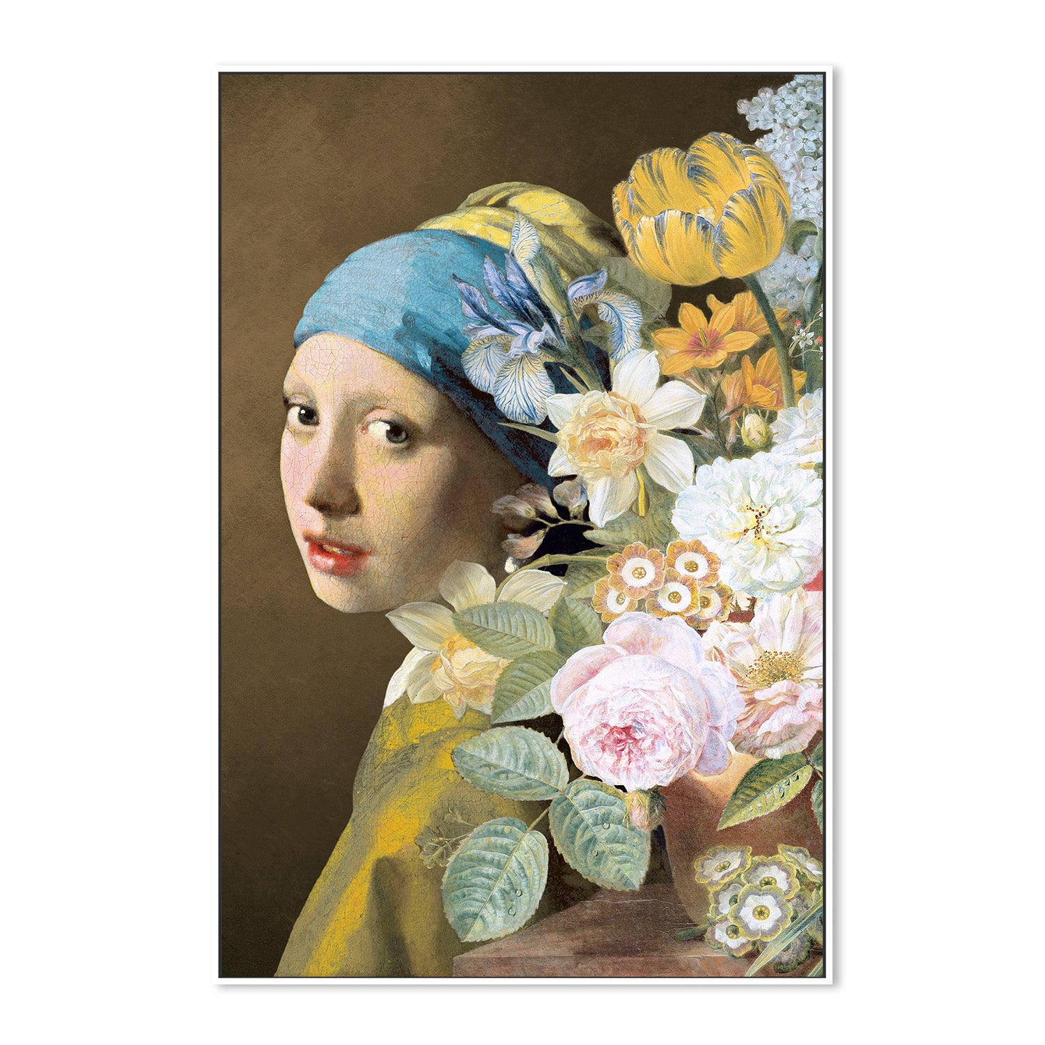 wall-art-print-canvas-poster-framed-Girl With the Pearl Earring - the Floral Edition-5