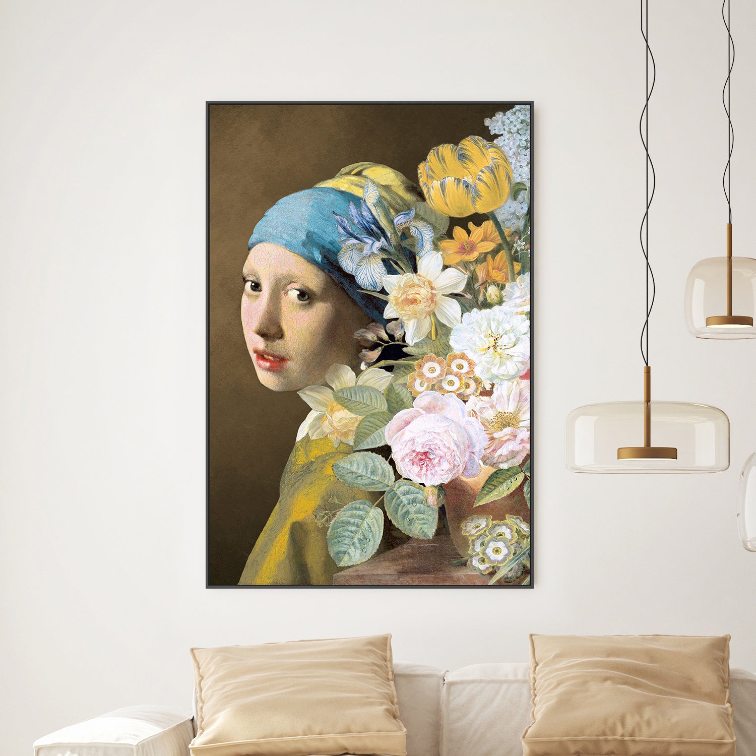 wall-art-print-canvas-poster-framed-Girl With the Pearl Earring - the Floral Edition-7