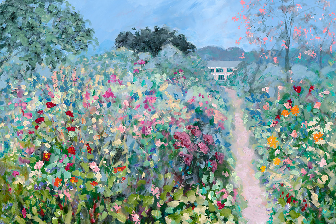 wall-art-print-canvas-poster-framed-Giverny Flower Path , By Meredith Howse-1