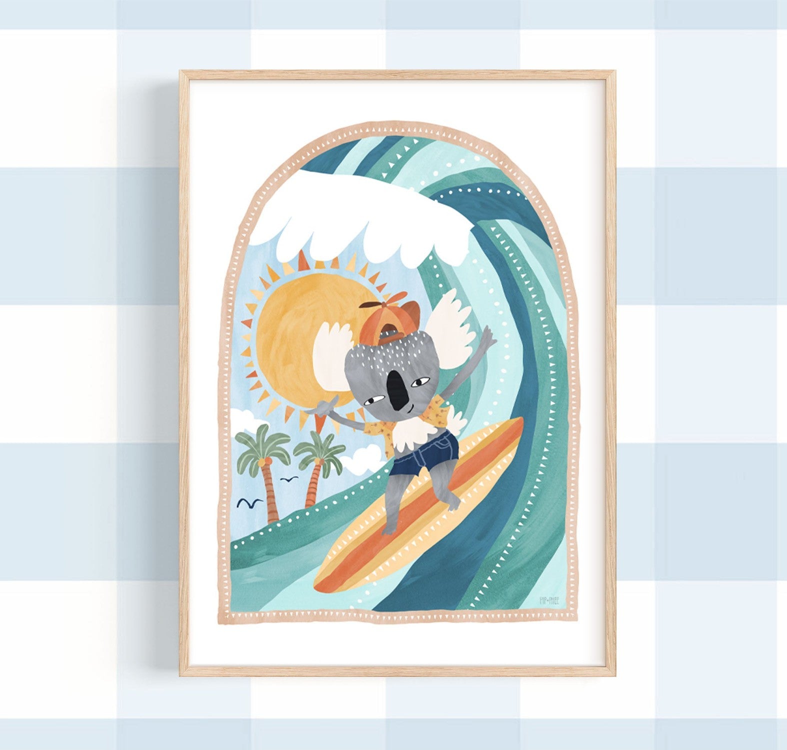 wall-art-print-canvas-poster-framed-Going Coconuts, Koala Surf , By Pip and Phee-2