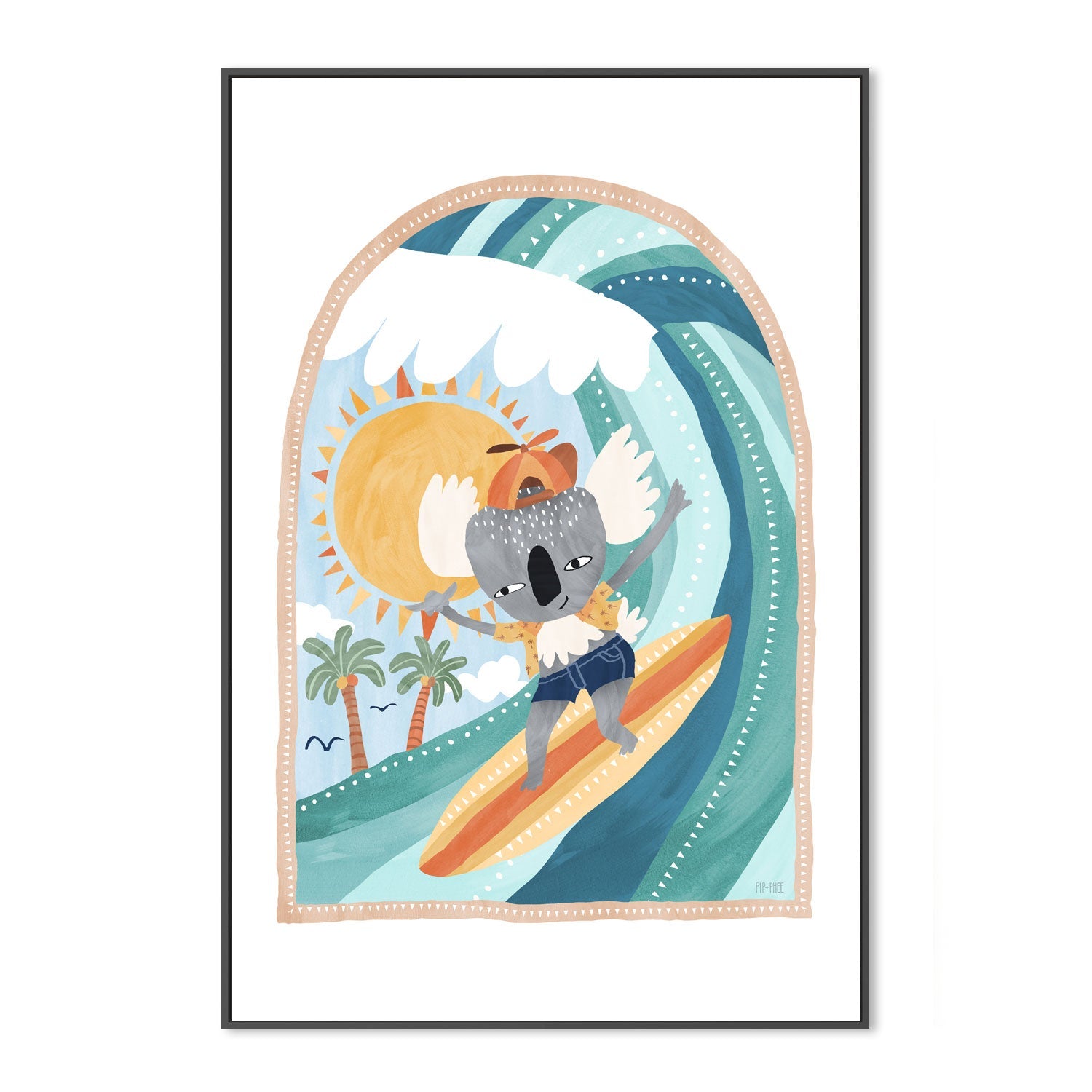 wall-art-print-canvas-poster-framed-Going Coconuts, Koala Surf , By Pip and Phee-3