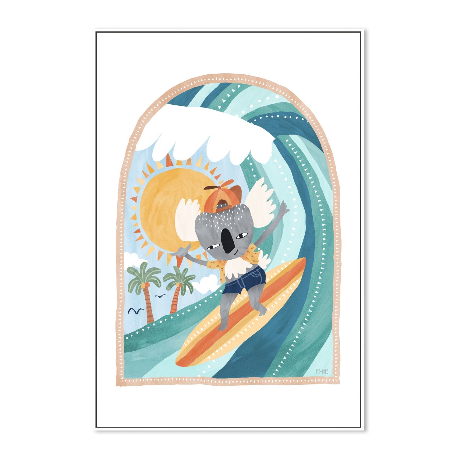 wall-art-print-canvas-poster-framed-Going Coconuts, Koala Surf , By Pip and Phee-5