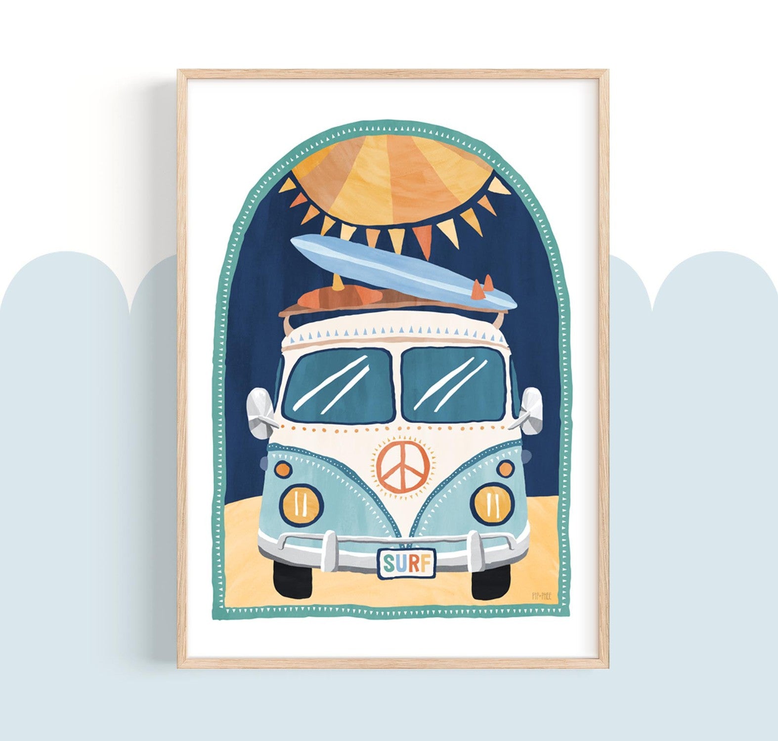 wall-art-print-canvas-poster-framed-Going Coconuts Kombi Van , By Pip and Phee-2
